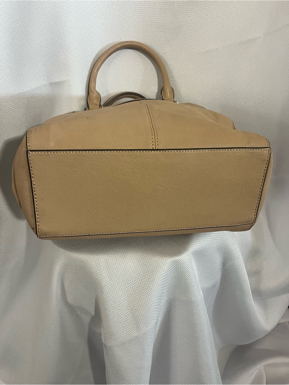 Vince Camuto Beige-Tan Leather Top-Handle Satchel - Picture 3 of 4